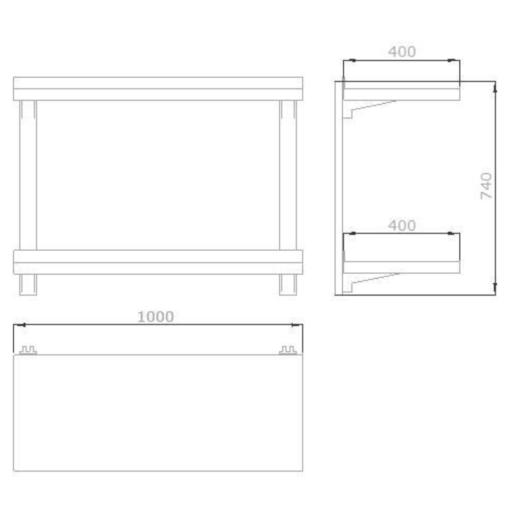 Wandbord aus Edelstahl 1000x400 mm