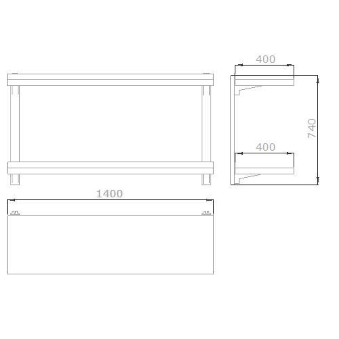 Wandbord aus Edelstahl 1400x400 mm